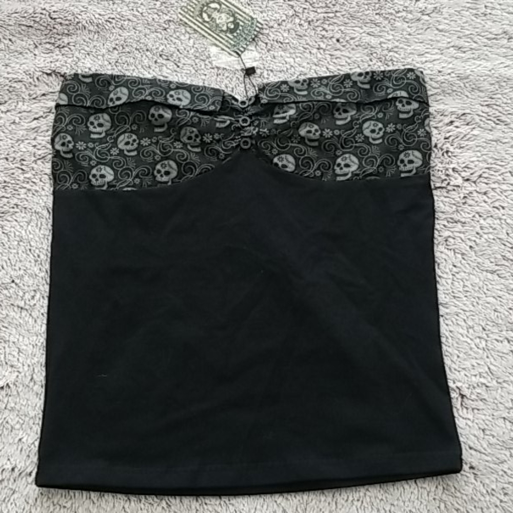 Too Fast Skull Strapless Top